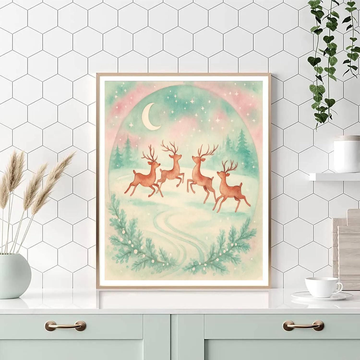 Reindeer Moonlight Carousel paint by color