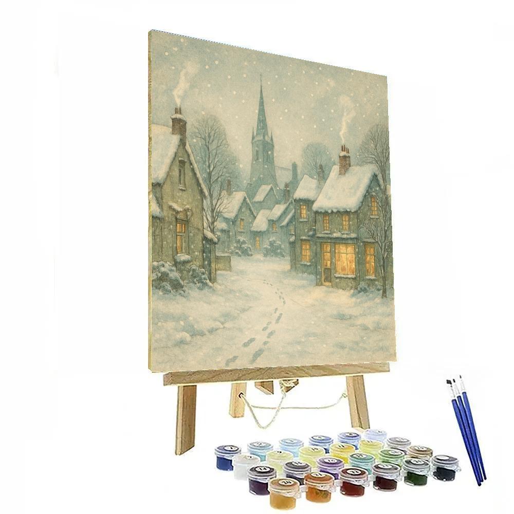 Village Under Slow Snow paint by numbers