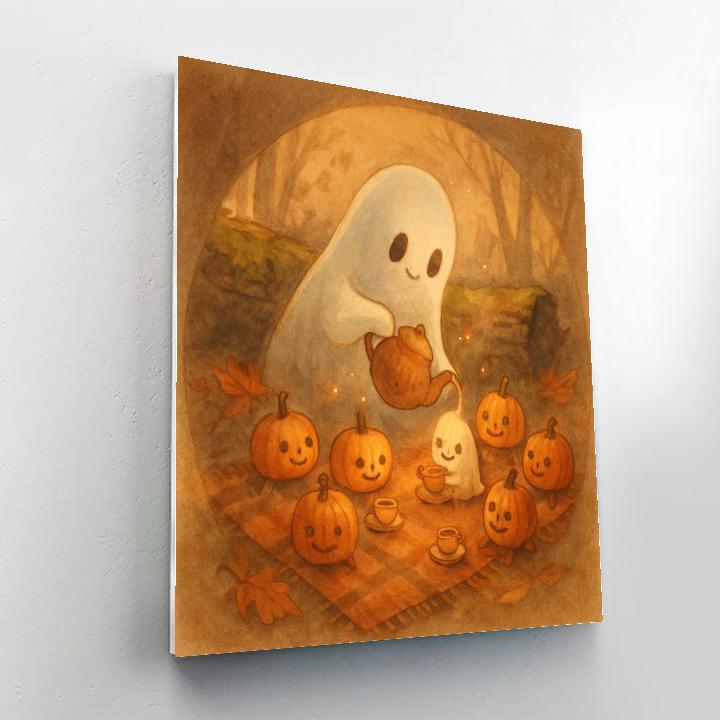 Cozy Ghost Tea Time Number painting