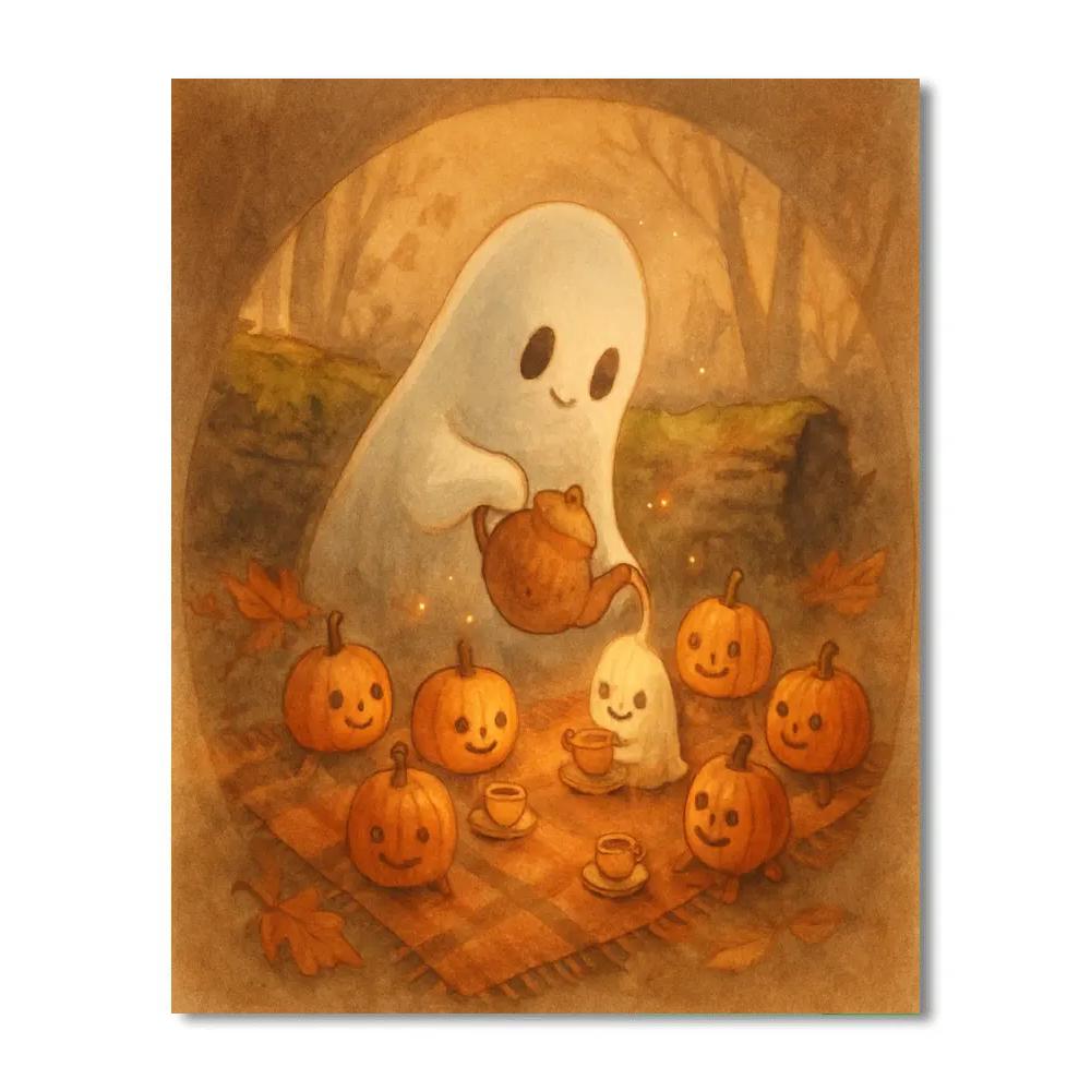 Cozy Ghost Tea Time Number painting