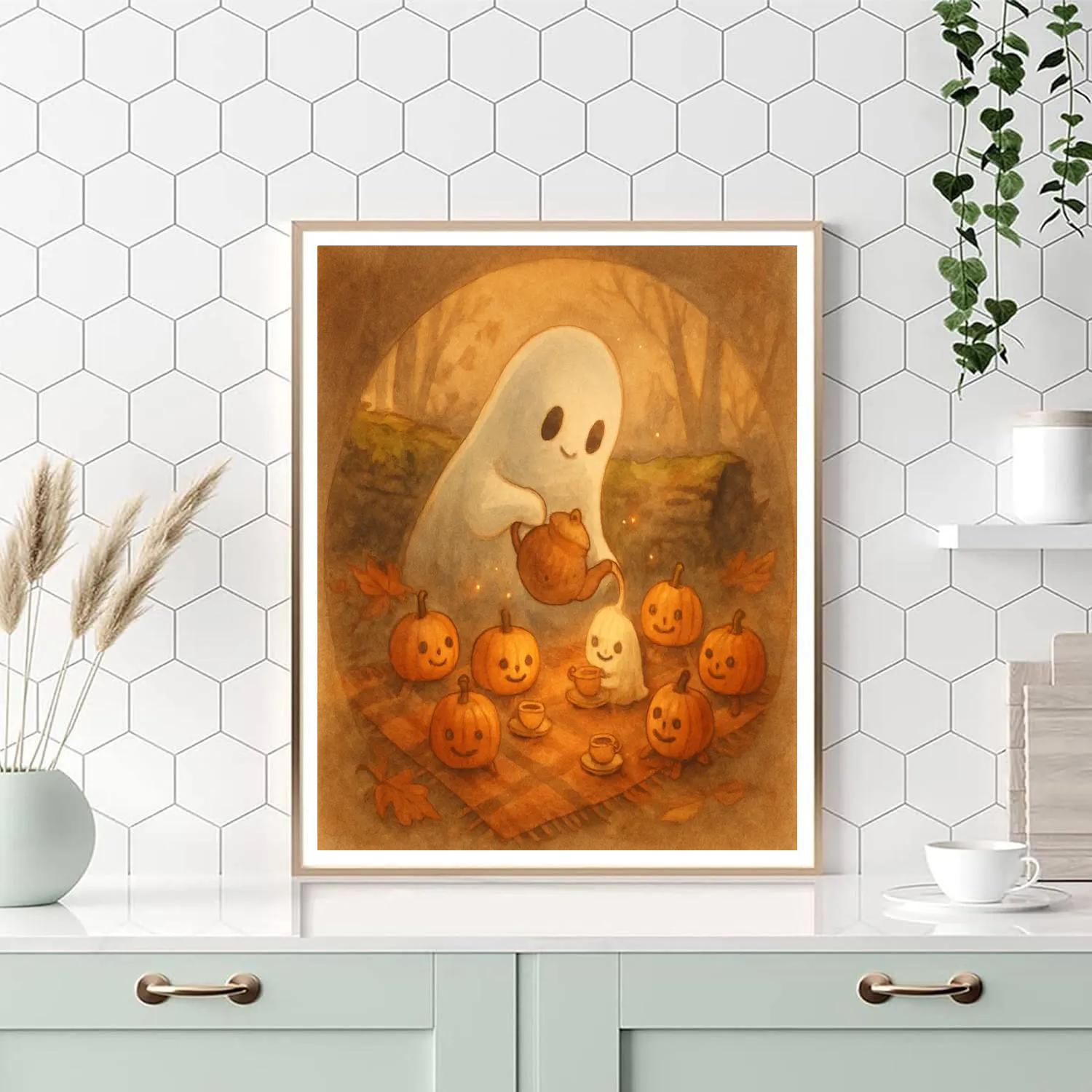 Cozy Ghost Tea Time Number painting