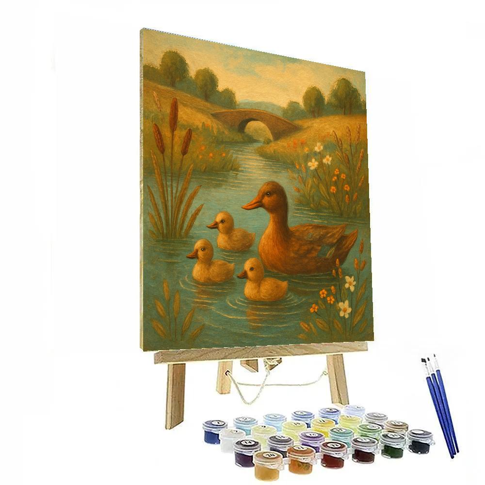Ducks On Patchwork Pond painting number kit