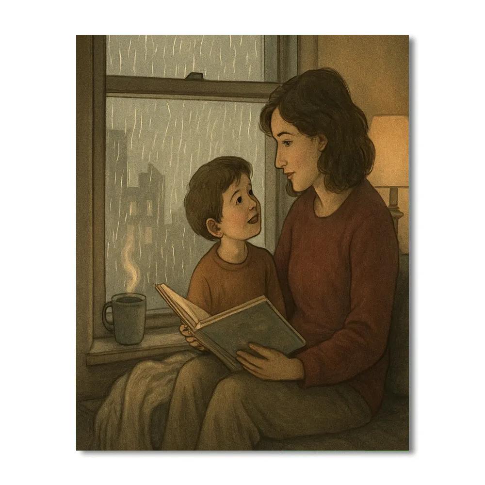 Rainy Day Window Cozy Reading paint by numbers