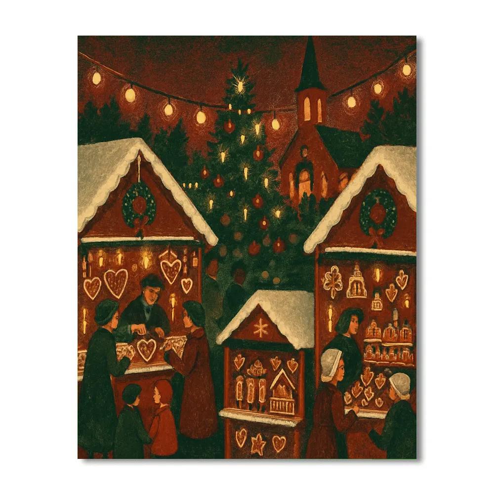 Gingerbread Market Evening DIY paint by numbers