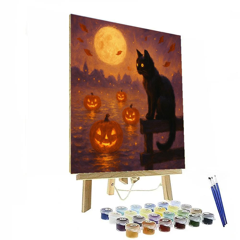 Twilight Cat Watcher painting number kit