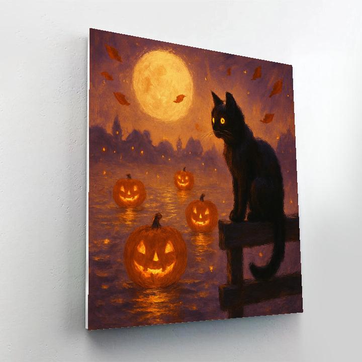 Twilight Cat Watcher painting number kit