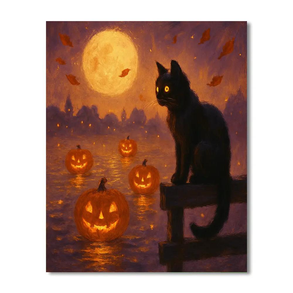Twilight Cat Watcher painting number kit