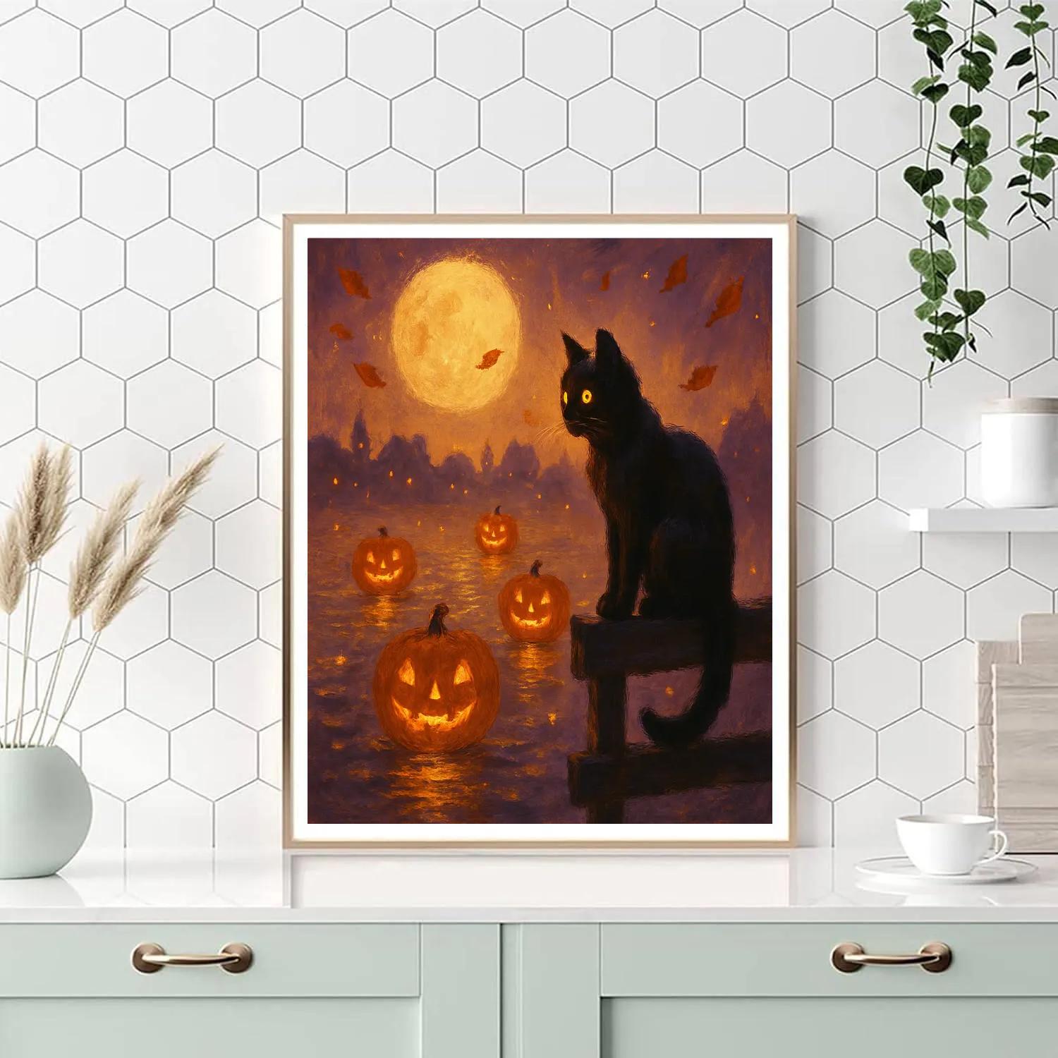 Twilight Cat Watcher painting number kit