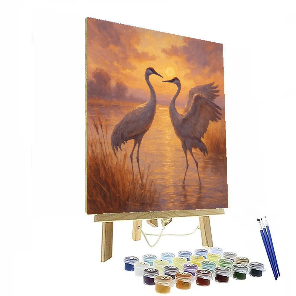 Cranes Under Sunrise Veil Paint by numbers kits