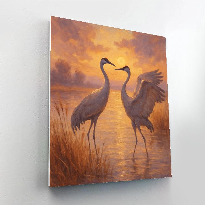 Cranes Under Sunrise Veil Paint by numbers kits
