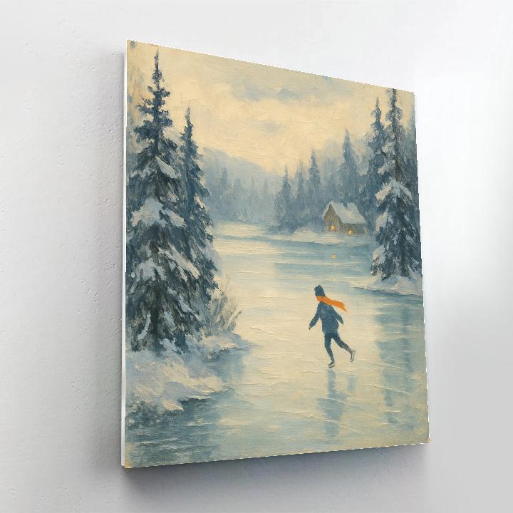 Pine Rimmed Winter Lake Painting painting number kit