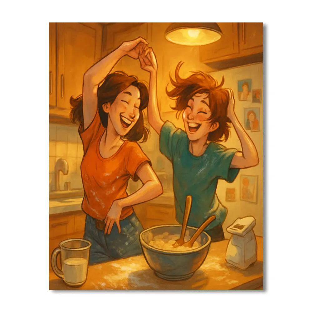 Mother And Teen Kitchen Dance DIY paint by numbers