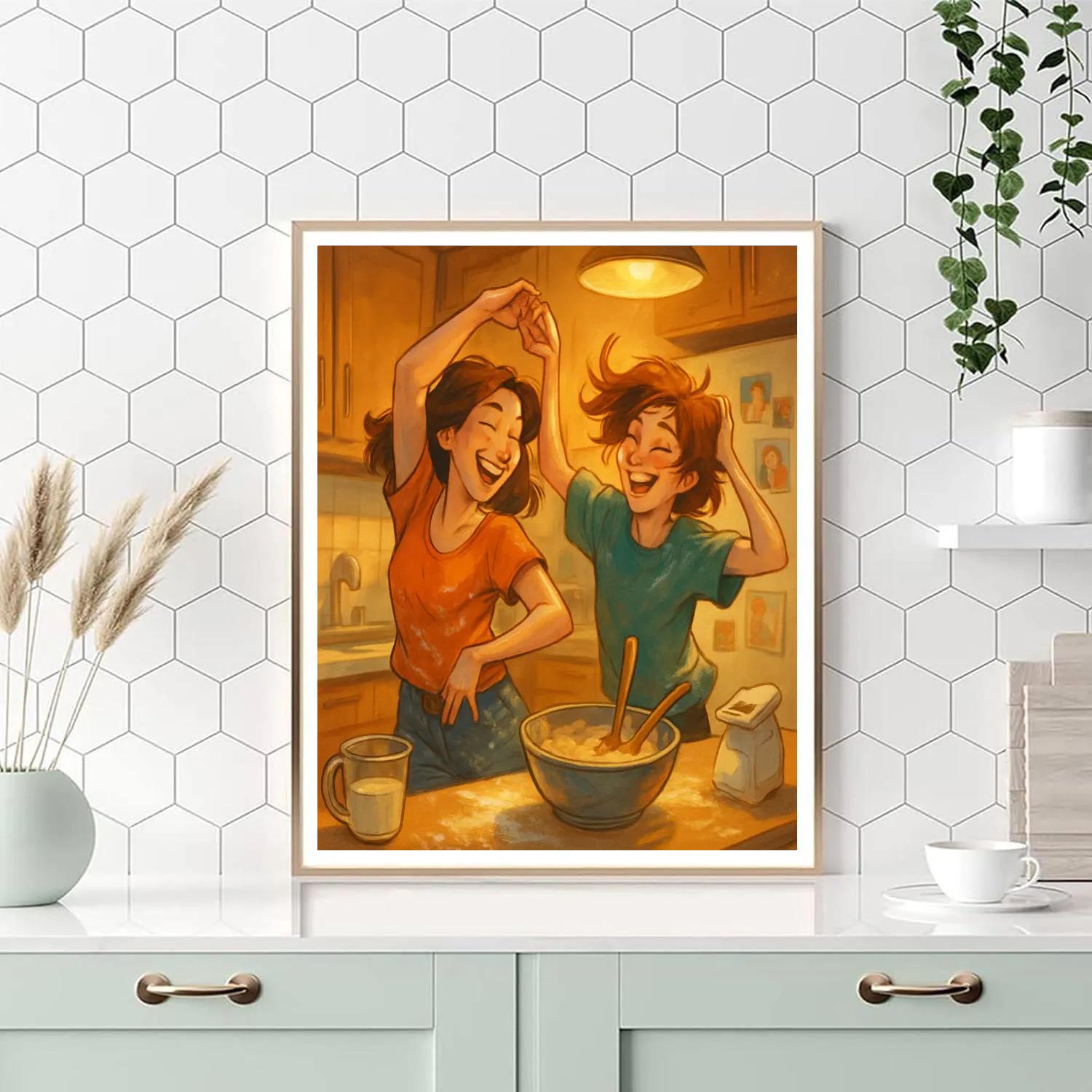 Mother And Teen Kitchen Dance DIY paint by numbers