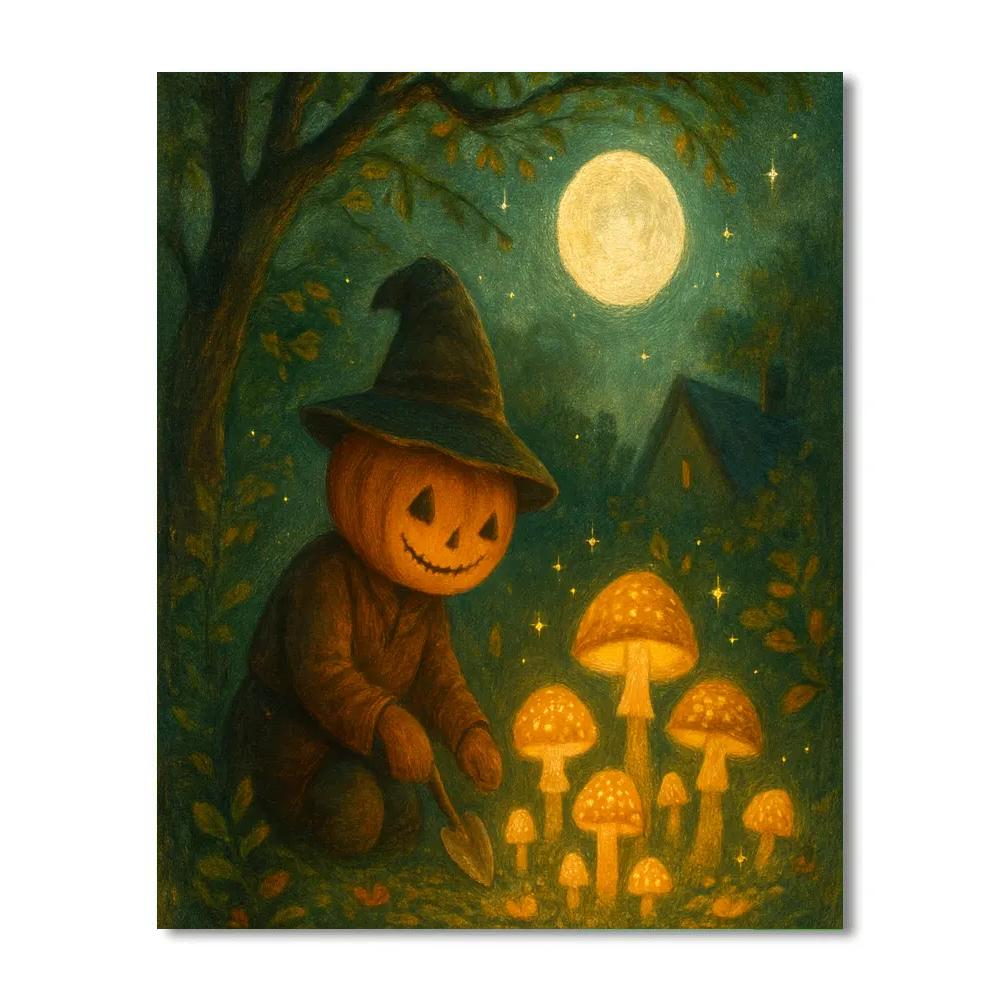 Moon Garden Of Mushrooms Number painting