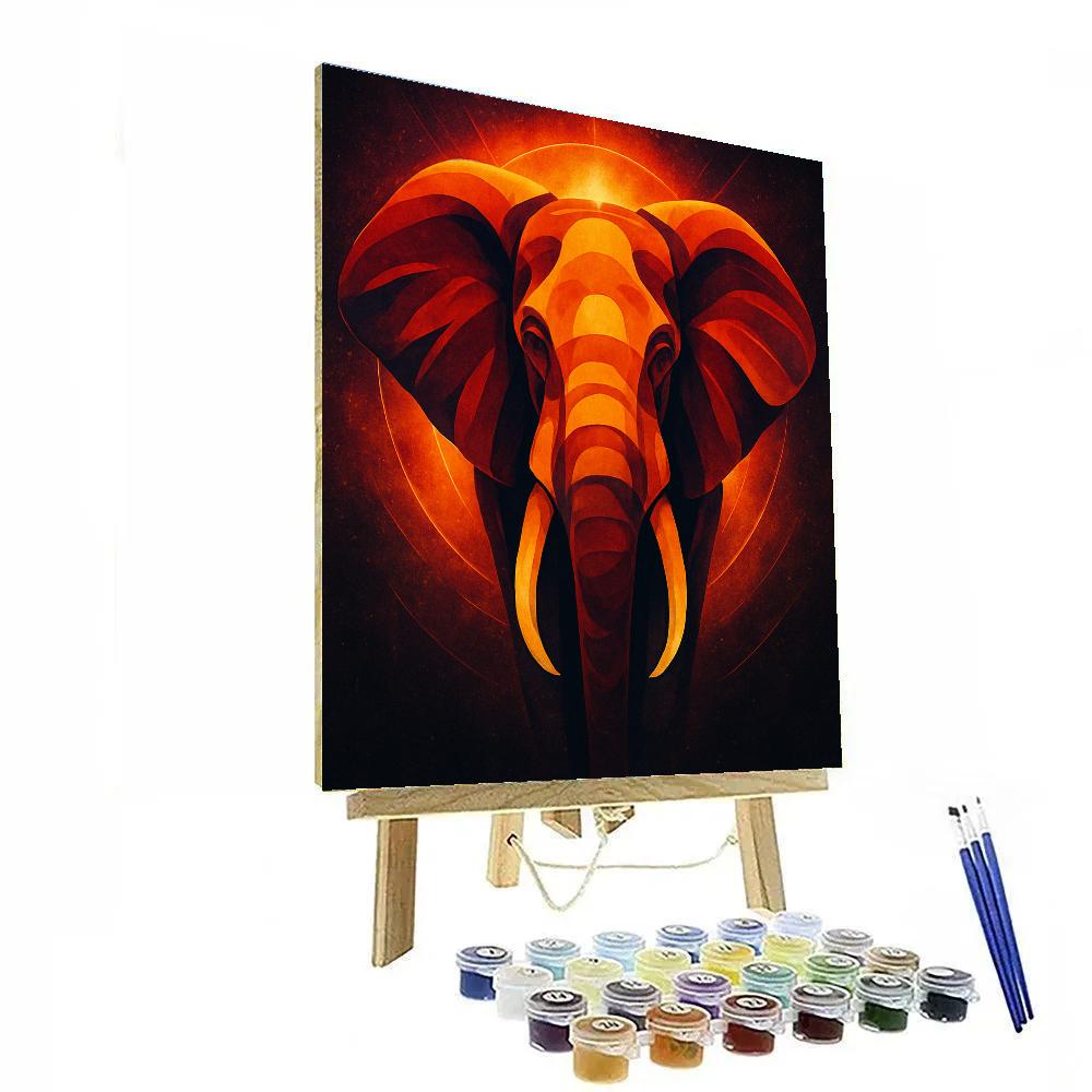 Solar Flare Elephant Portrait Paint by numbers art