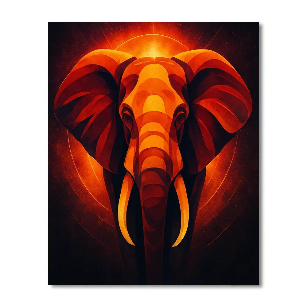 Solar Flare Elephant Portrait Paint by numbers art