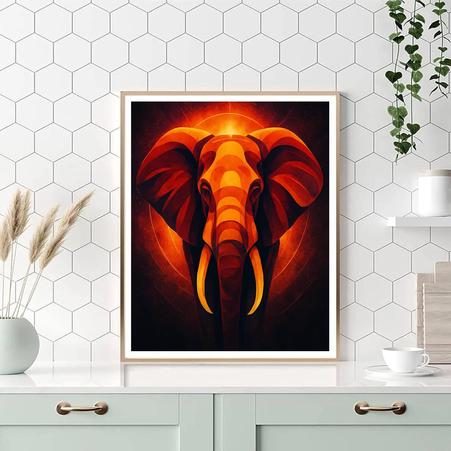 Solar Flare Elephant Portrait Paint by numbers art