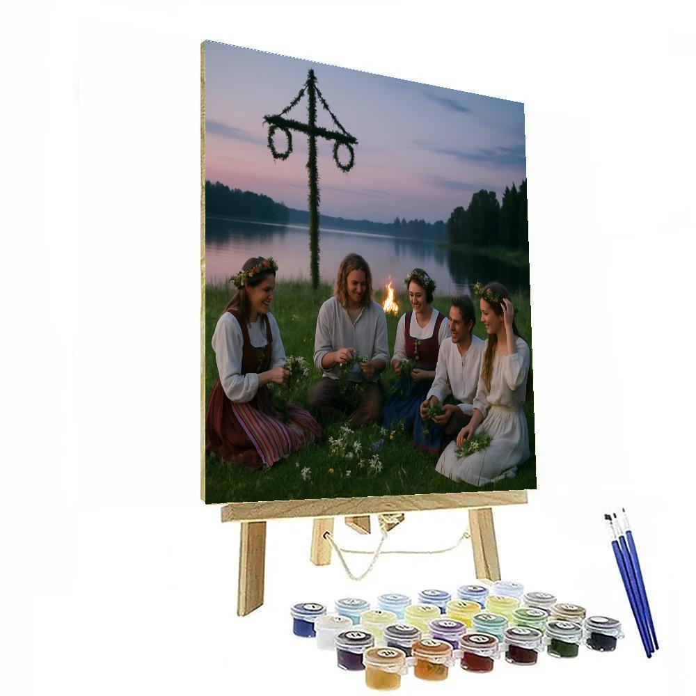Midsummer Bonfire And Flower Crown Numbered painting kits
