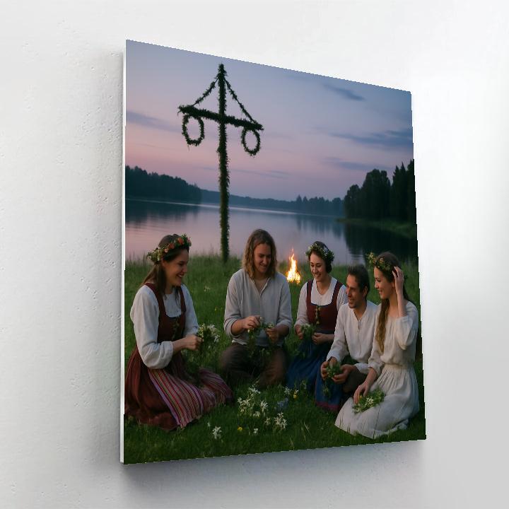 Midsummer Bonfire And Flower Crown Numbered painting kits