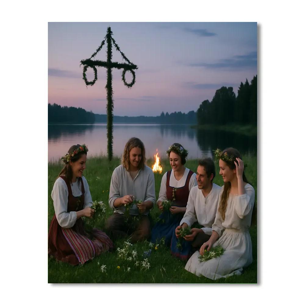 Midsummer Bonfire And Flower Crown Numbered painting kits