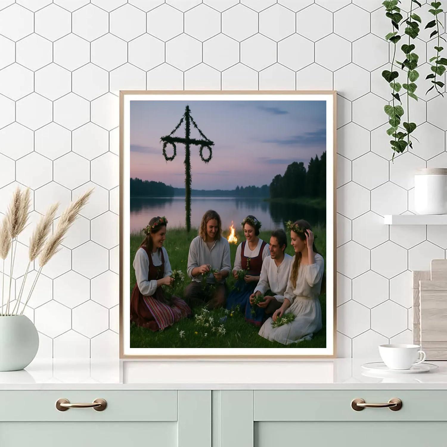Midsummer Bonfire And Flower Crown Numbered painting kits