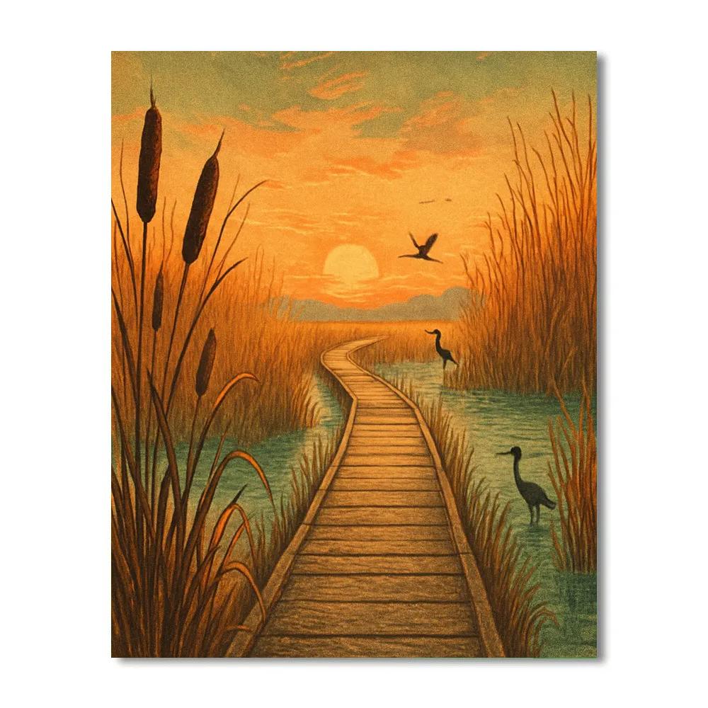 Golden Marshland Pilgrimage Paint by numbers kits