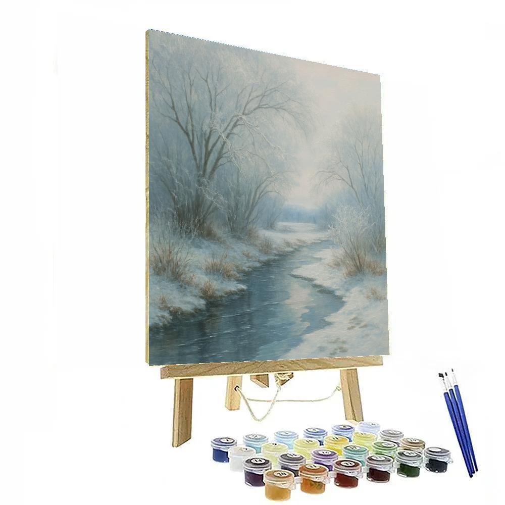 Silent Stream Through Frosted Willows Number painting