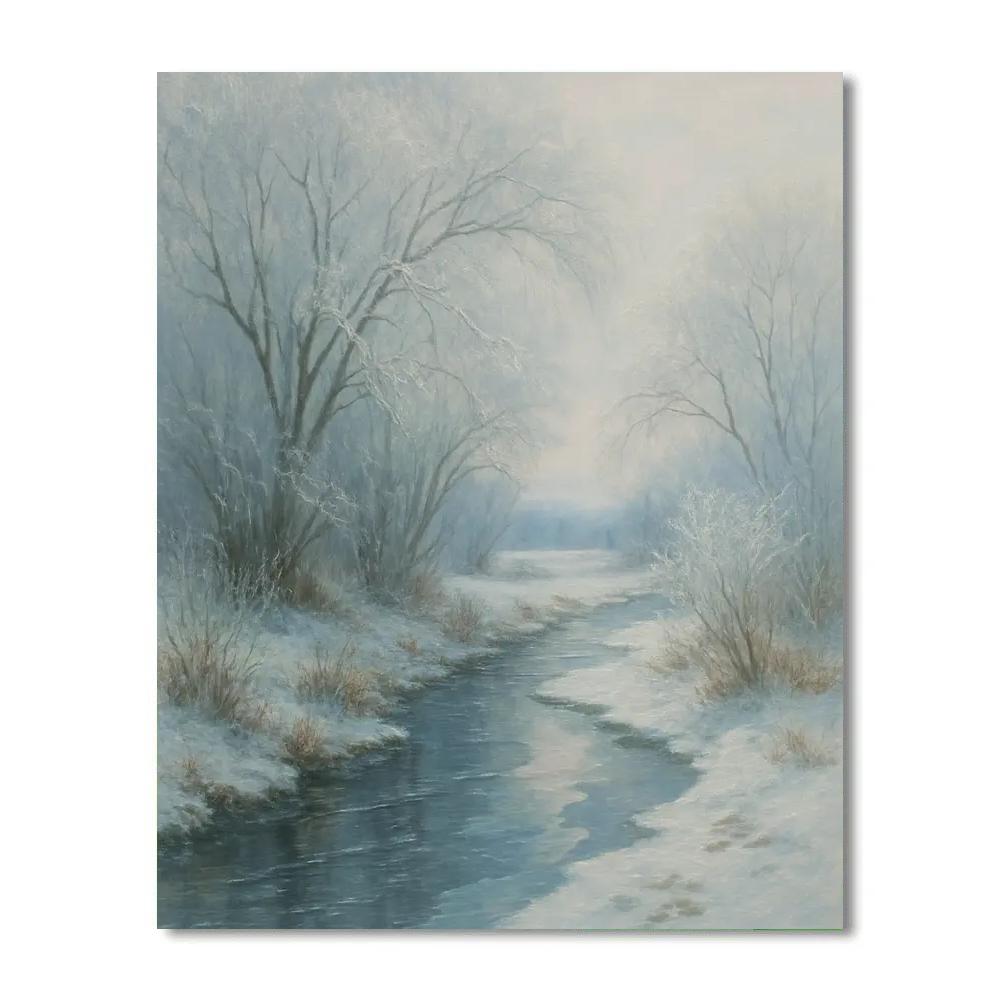 Silent Stream Through Frosted Willows Number painting