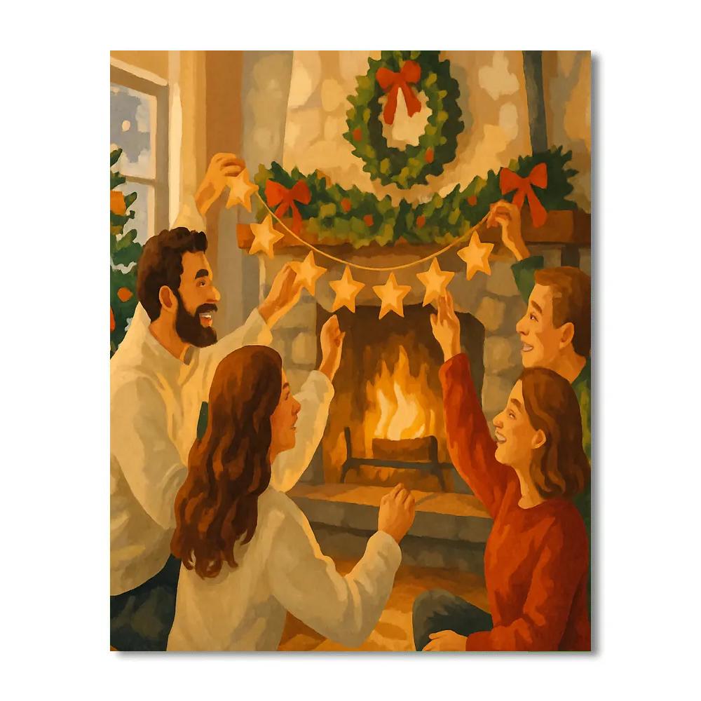 Fireside Star Garland Paint by numbers art