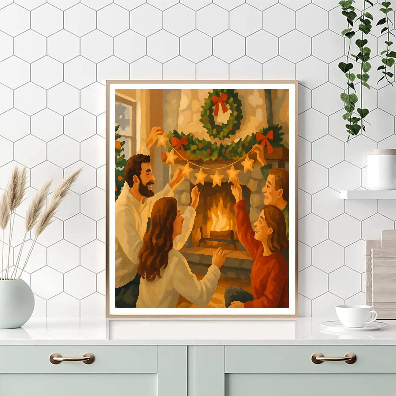 Fireside Star Garland Paint by numbers art
