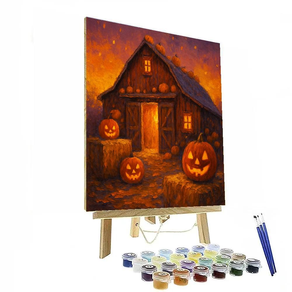 Old Barn Halloween Glow paint by numbers