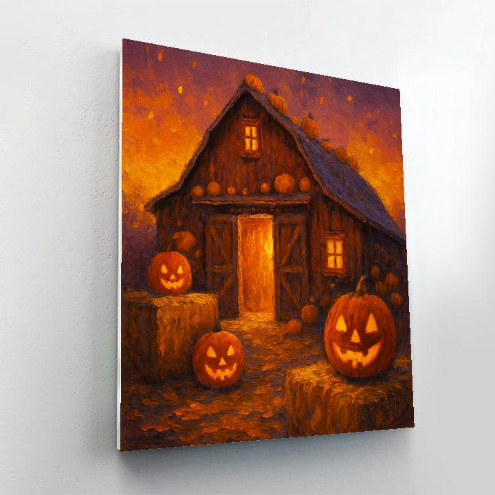 Old Barn Halloween Glow paint by numbers