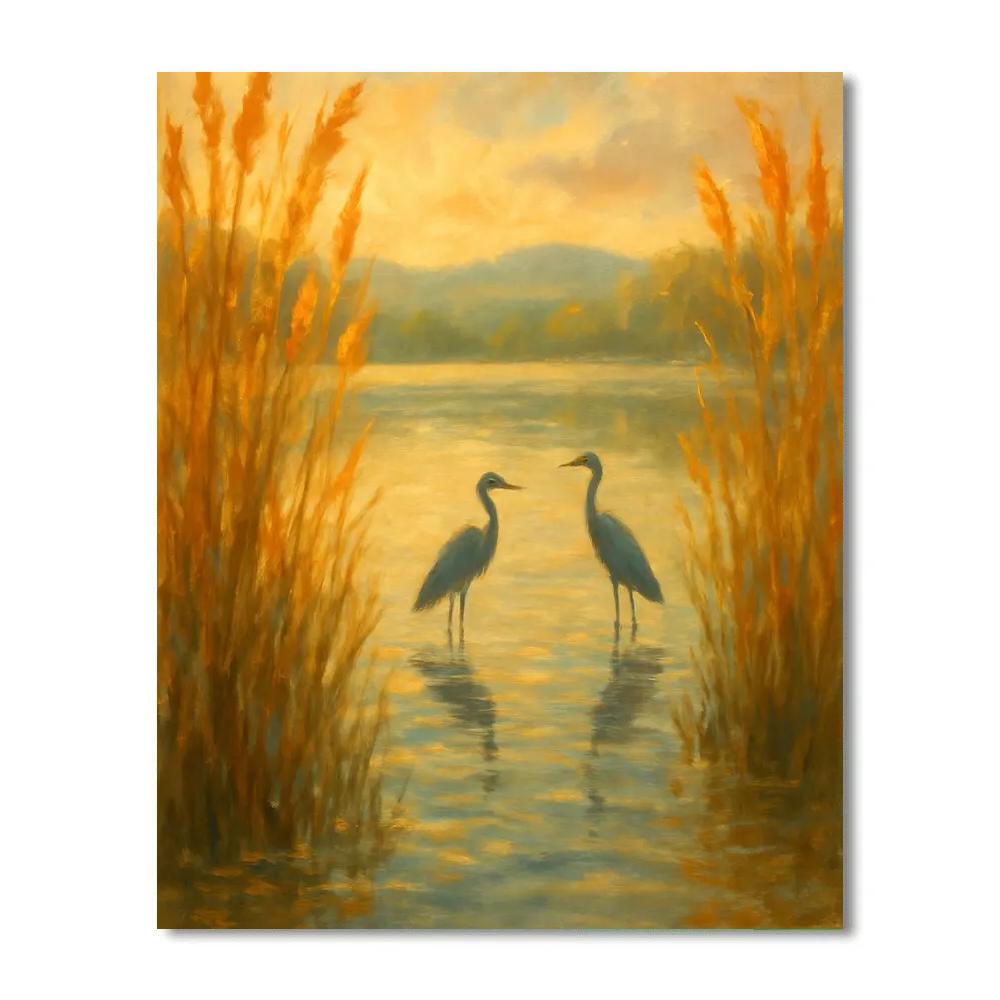 Golden Reeds Lakeside Embrace paint by number