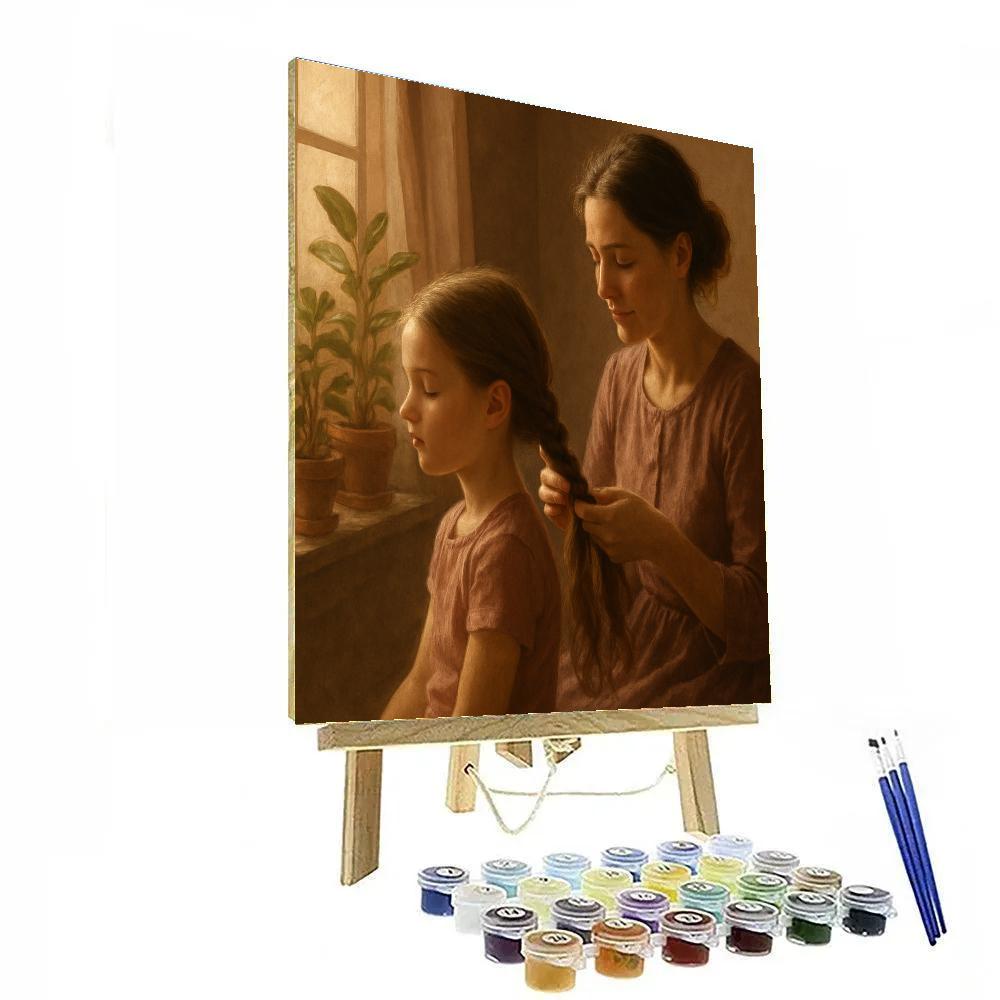Mother Braiding Daughters Hair In Sunroom Paint by numbers kits