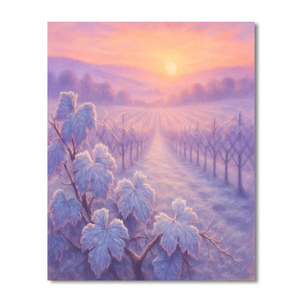 Frosted Vineyard At Sunrise paint by color