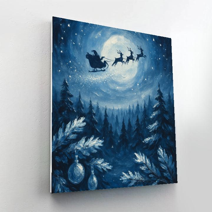 Starlit Sleigh Over Pines Numbered painting kits