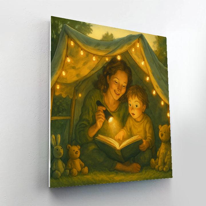 Backyard Fort Storytime With Mom paint by number