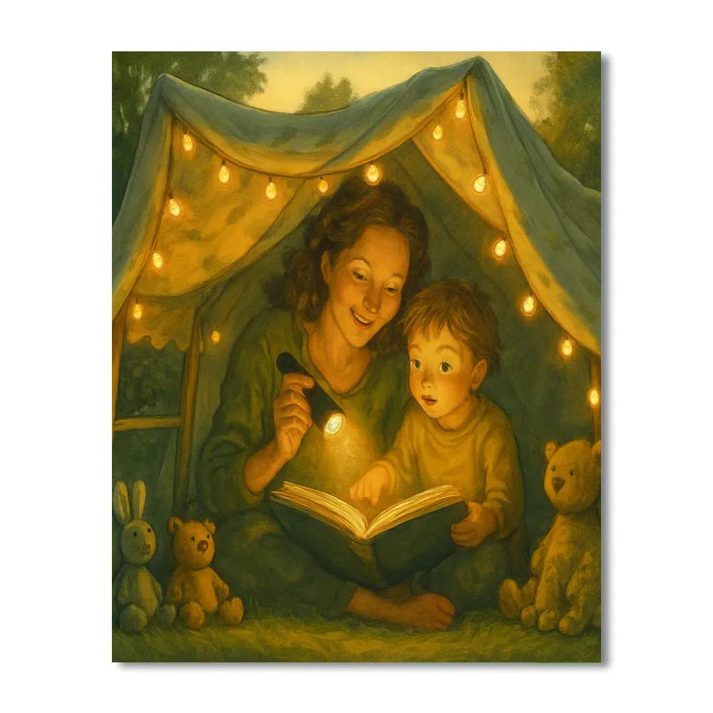 Backyard Fort Storytime With Mom paint by number