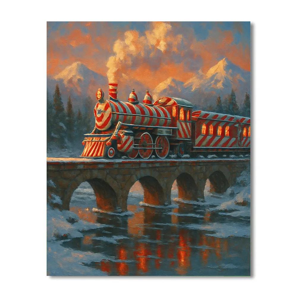 Peppermint Polar Express Crossing Numbered painting kits