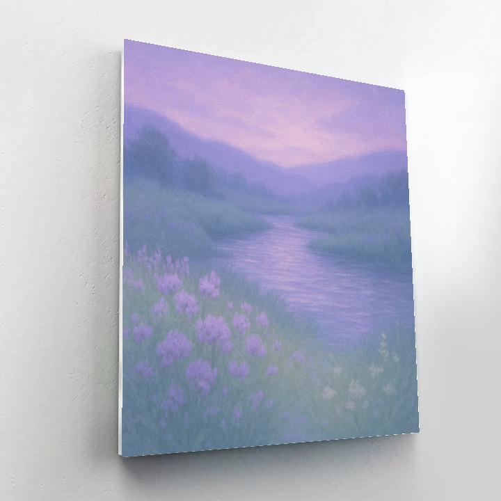 Serene Riverside Meadow With Lavender Glow Number painting