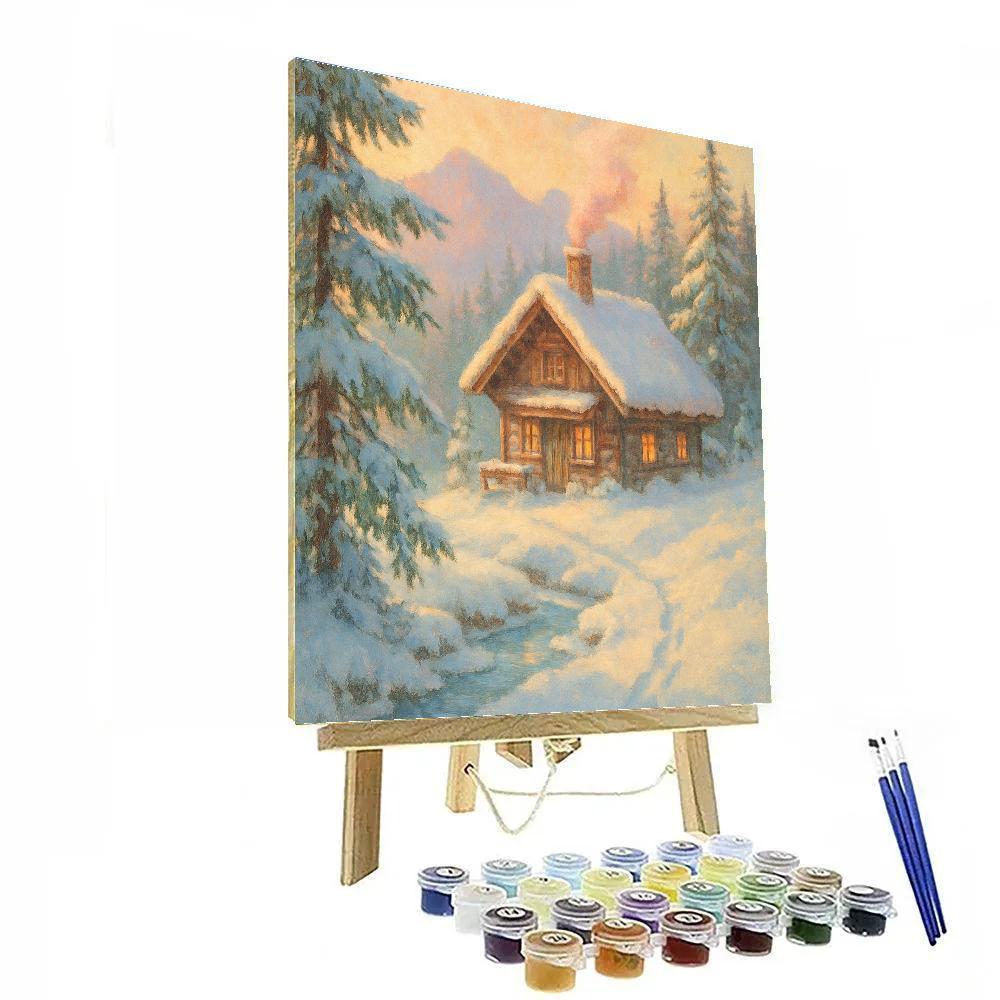 Mountain Chalet Winter Serenity paint by number