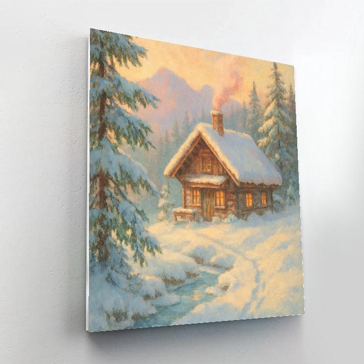 Mountain Chalet Winter Serenity paint by number