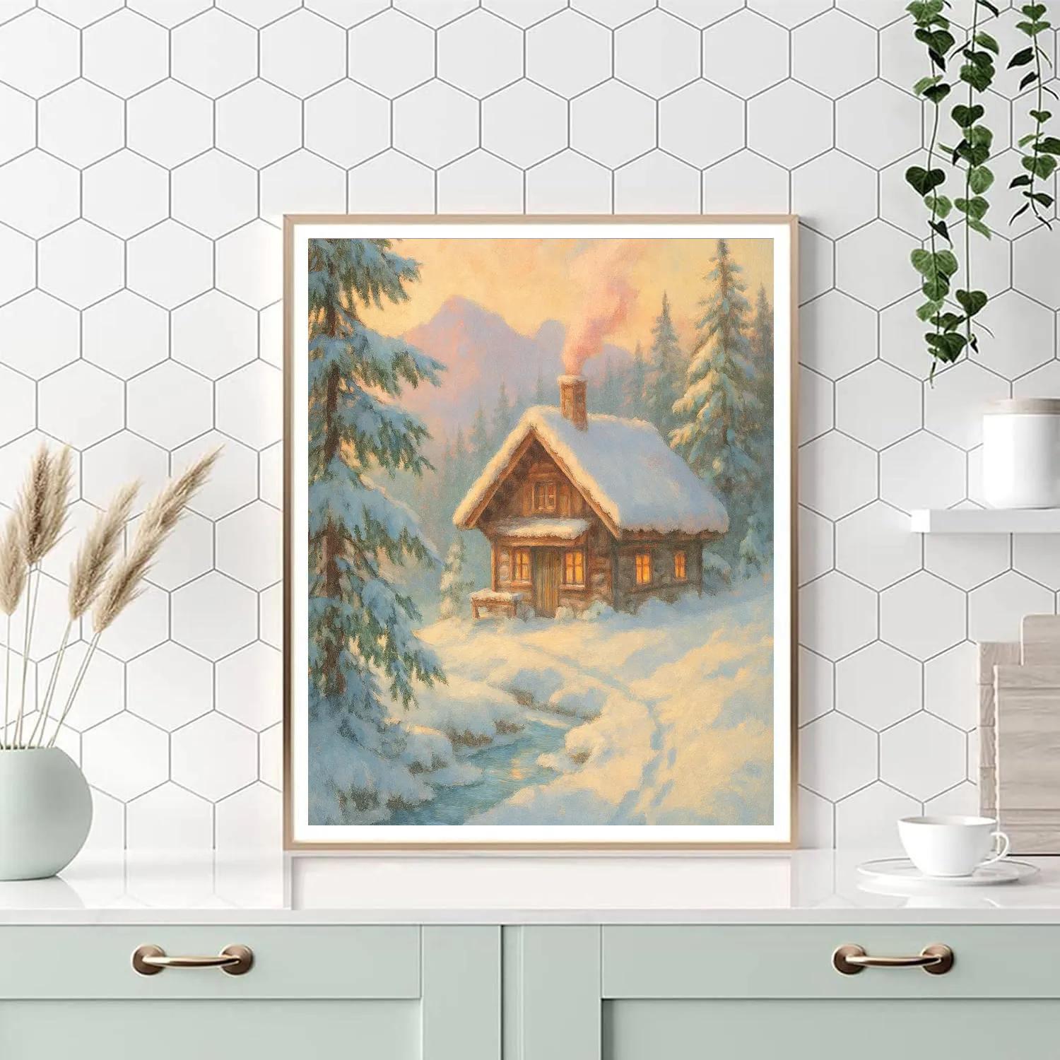 Mountain Chalet Winter Serenity paint by number