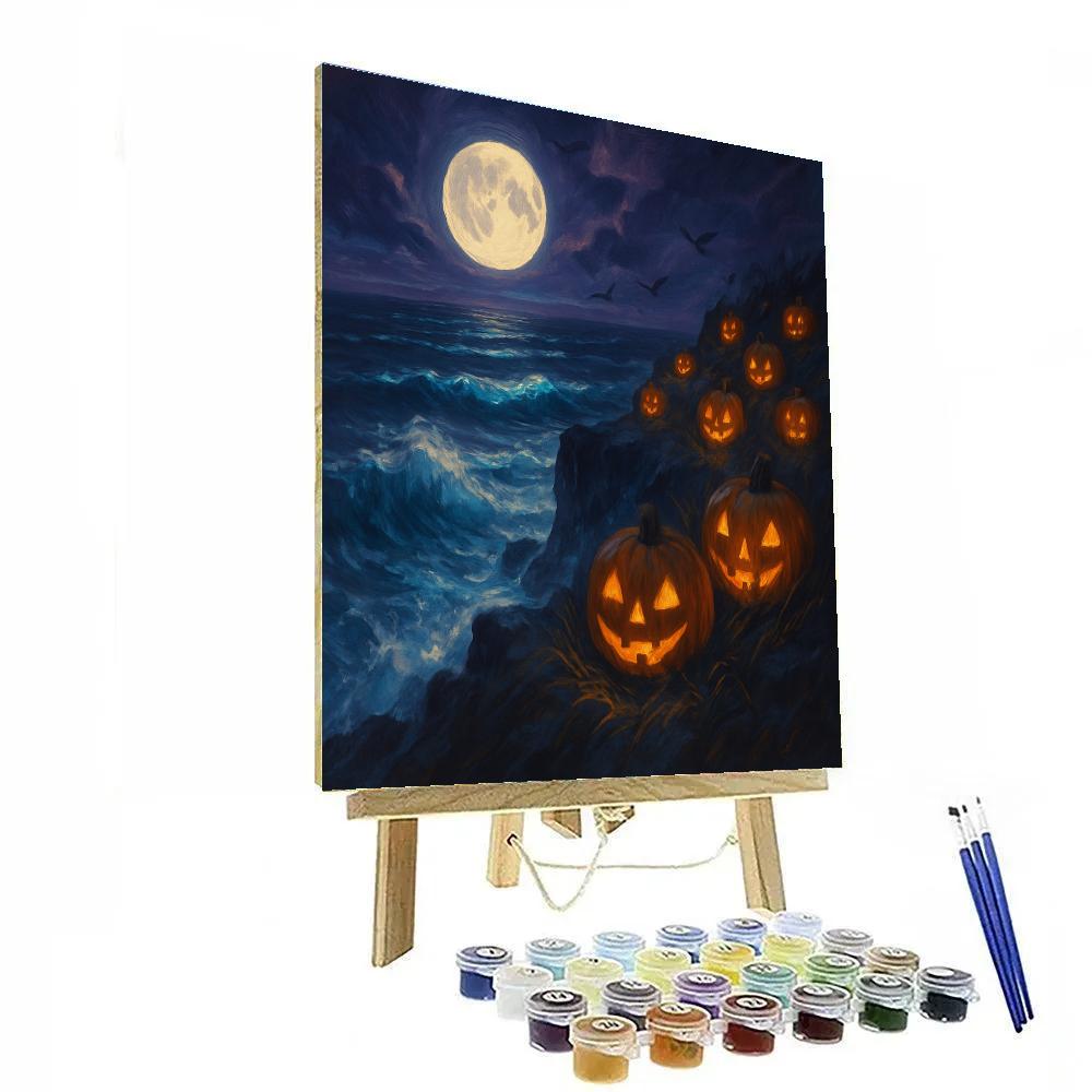 Pumpkin Coastline Glow DIY paint by numbers