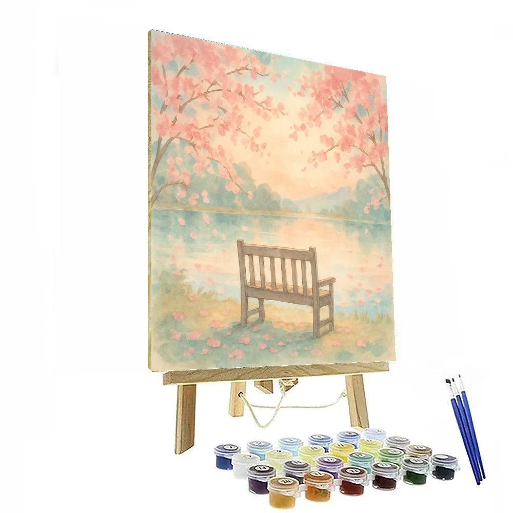 Spring Blossom Lakeside Painting paint by number