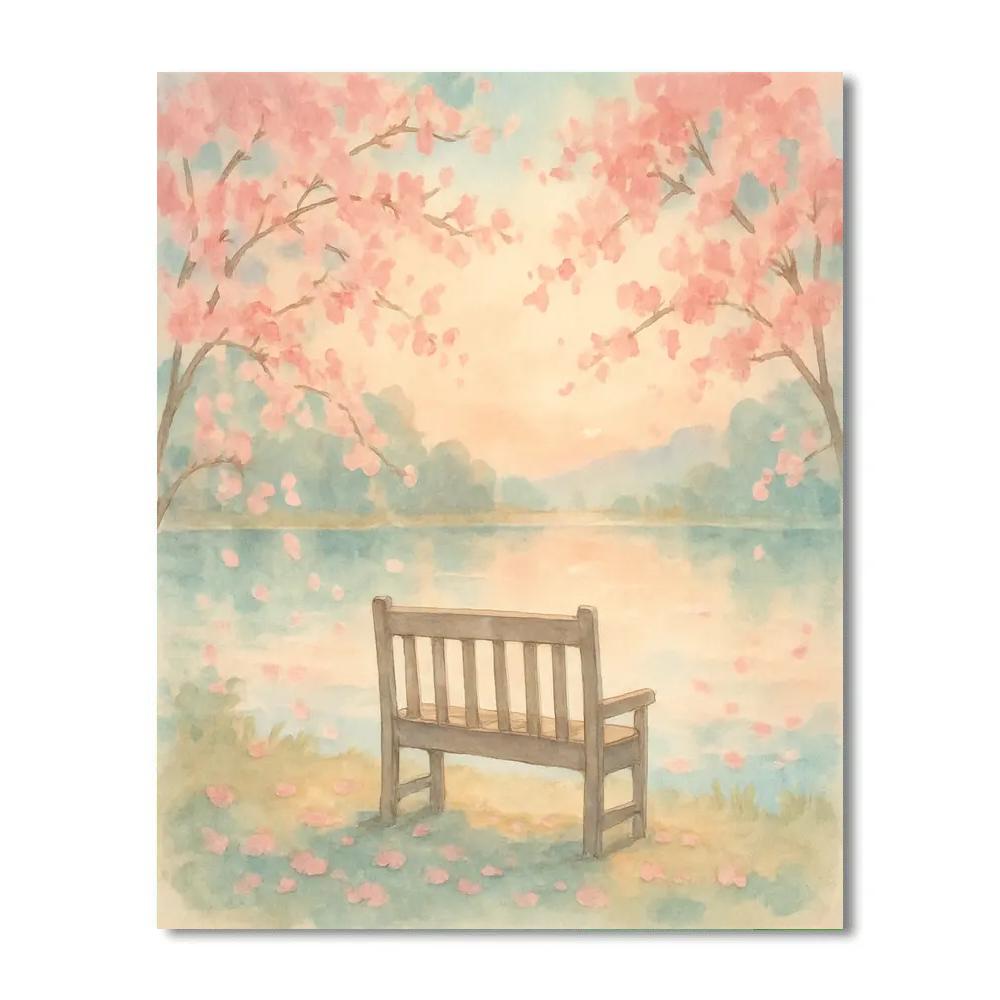 Spring Blossom Lakeside Painting paint by number