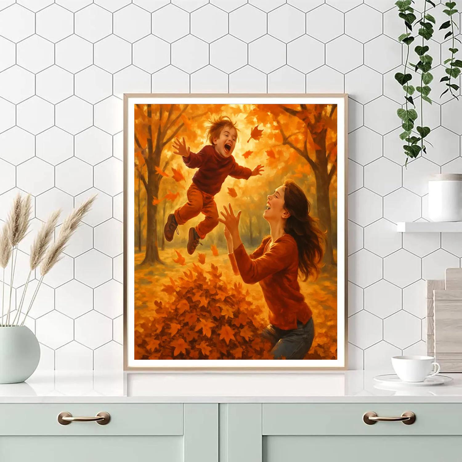 Autumn Leaves Play With Mother painting number kit