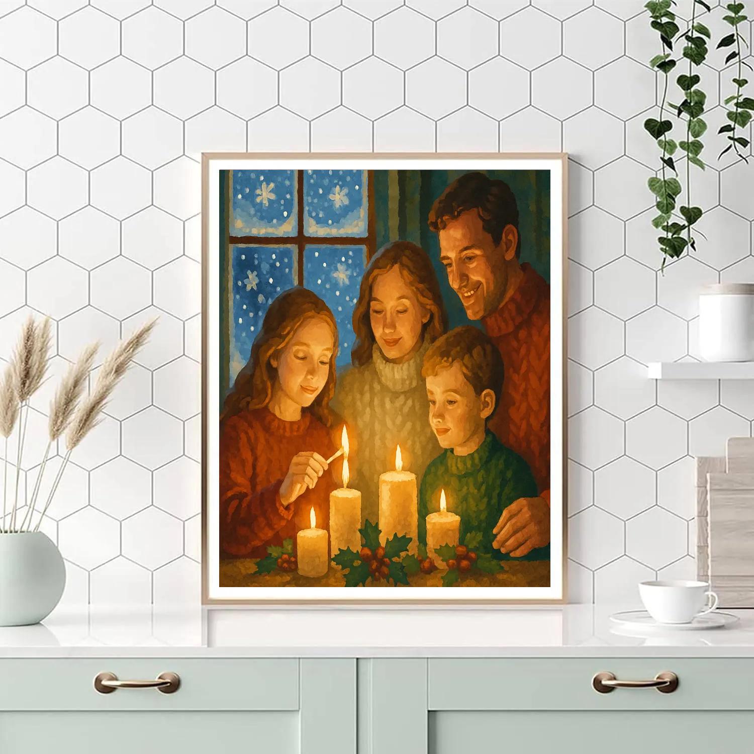 Snowflake Candlelit Night Paint by numbers kits