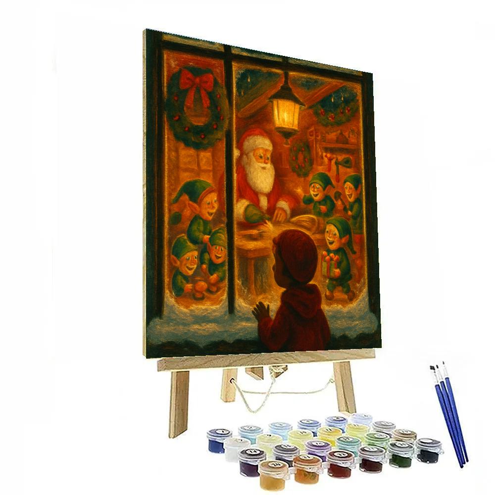 Santa Workshop Window Peek Numbered painting kits