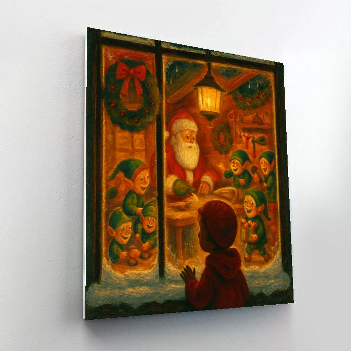 Santa Workshop Window Peek Numbered painting kits
